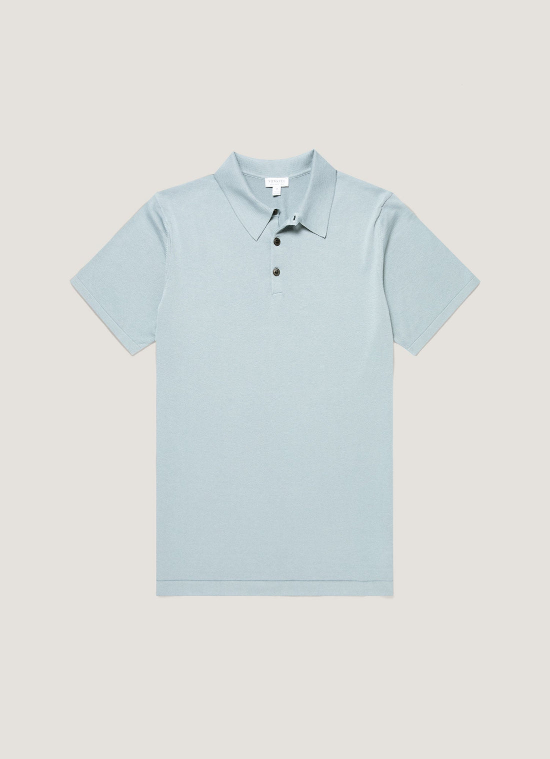Men's Sea Island Cotton Knit Polo Shirt in Stone Blue