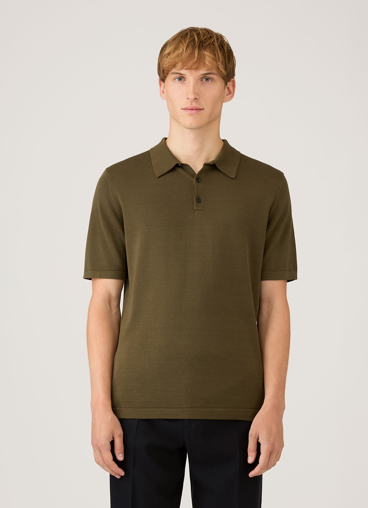 Cotton Knit Short-Sleeve Polo オリーブ 1 The Linen Cotton Short Sleeve Polo