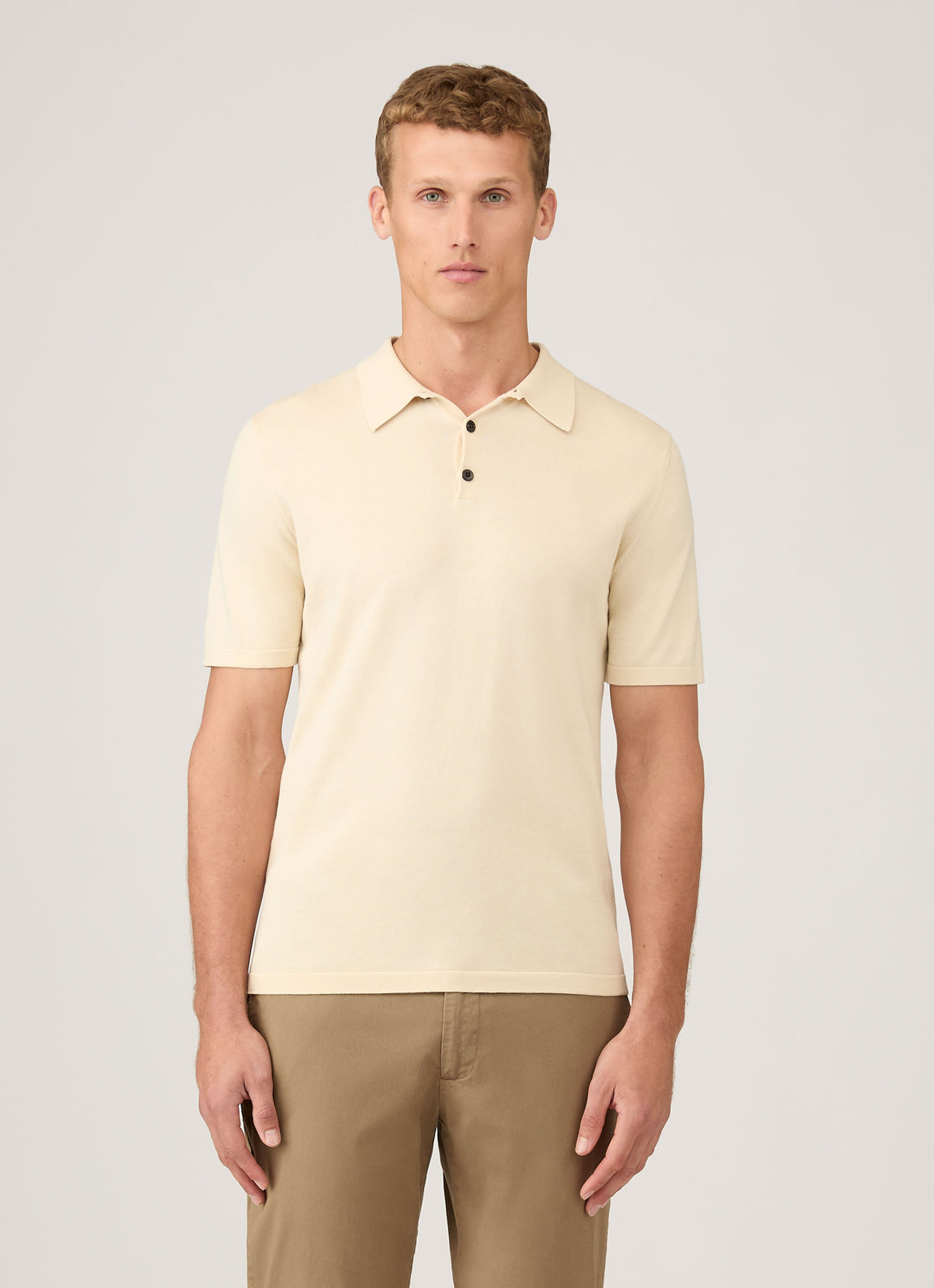 Men's Sea Island Cotton Knit Polo Shirt in Undyed