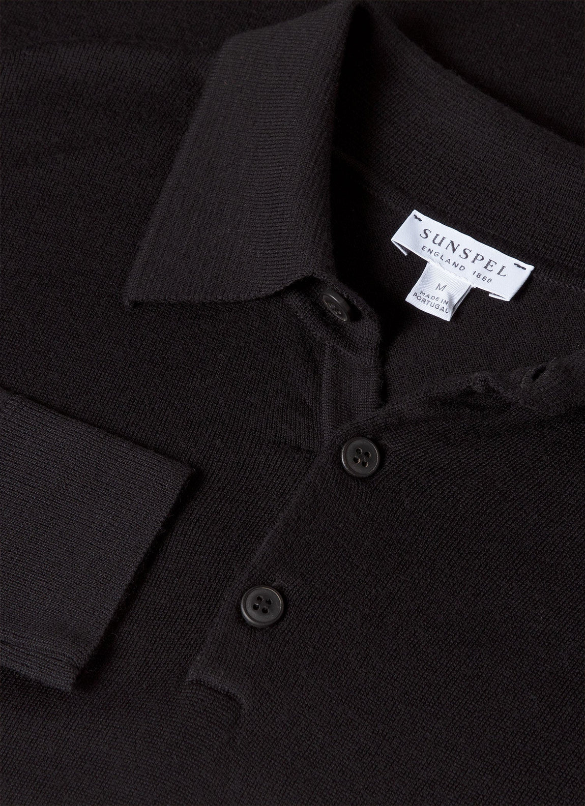Men's Extra-Fine Merino Polo Shirt in Black