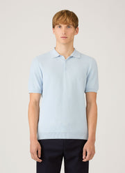 Men's Knit Polo Shirt in Pastel Blue