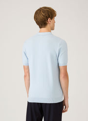 Men's Knit Polo Shirt in Pastel Blue