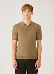 Men's Knit Polo Shirt in Dark Stone