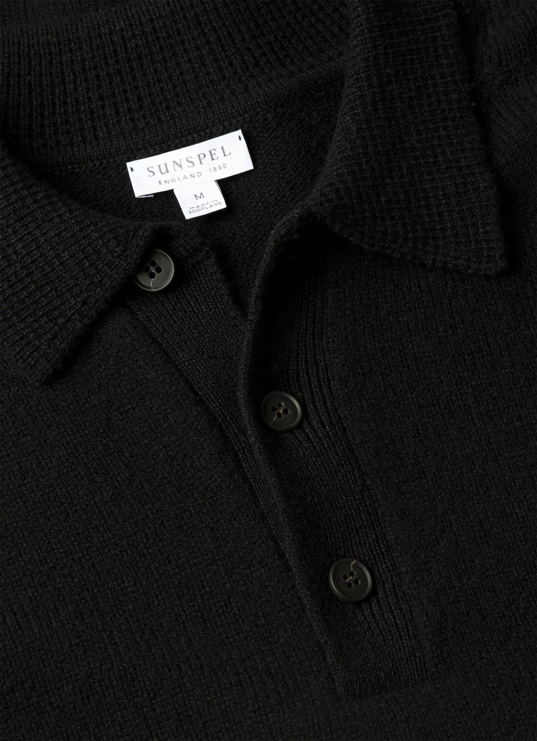 Men's Lambswool Knitted Polo Shirt in Black