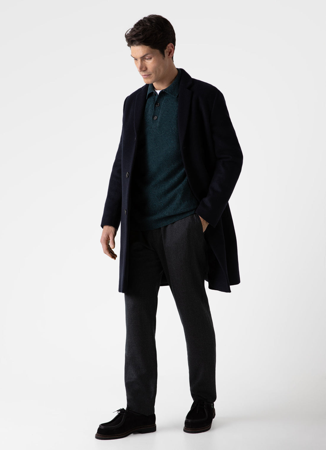 Men's Lambswool Polo Shirt in Peacock