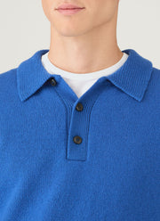 Men's Lambswool Polo Shirt in Cobalt