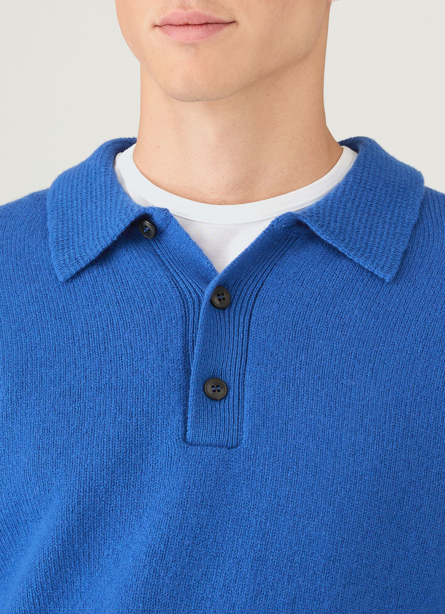 Men's Lambswool Polo Shirt in Cobalt