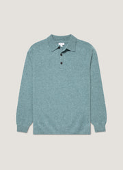 Men's Lambswool Polo Shirt in Steel Green
