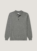 Men's Lambswool Knitted Polo Shirt in Mid Grey Melange