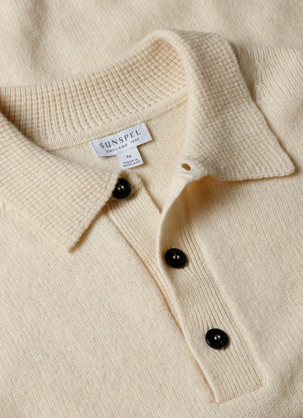 Men's Lambswool Polo Shirt in Ecru | Sunspel