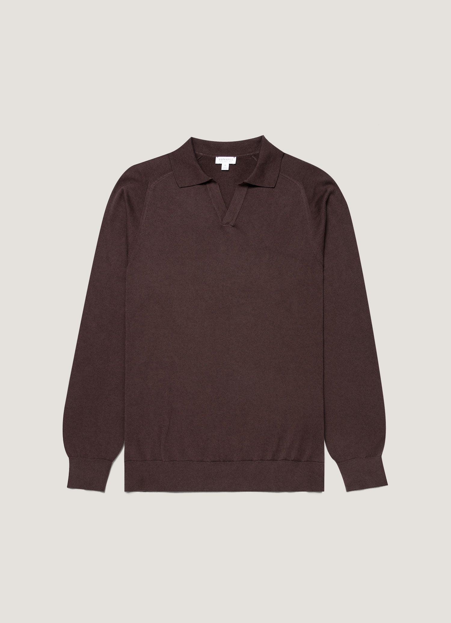 Men's Sea Island Cashmere Knitted Polo in Dark Chocolate | Sunspel