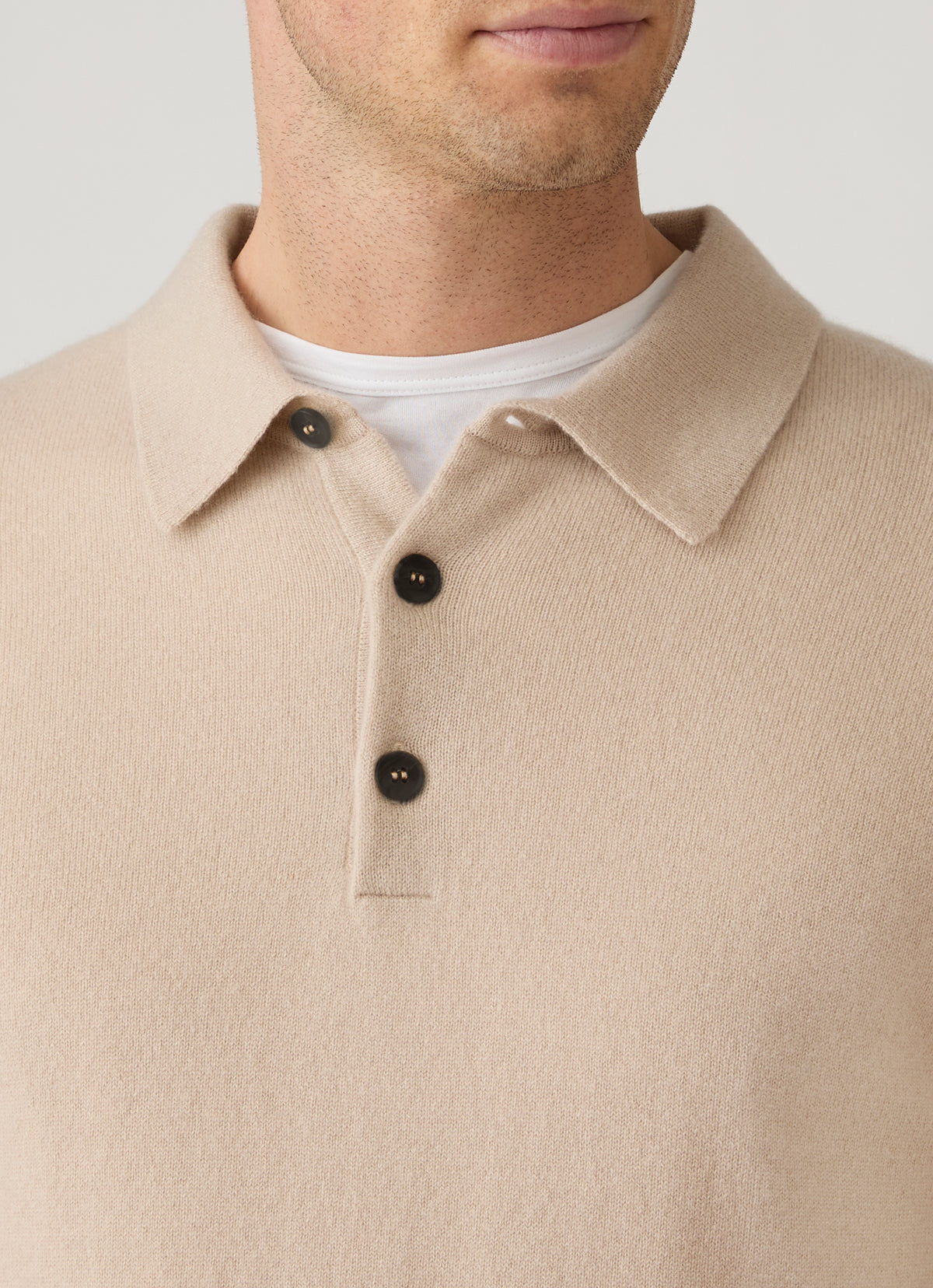 Men's Cashmere Knitted Polo Shirt in Swansdown