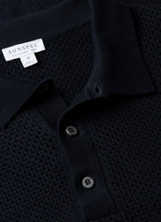 Men's Cotton Mesh Polo in Navy