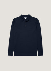 Men's Extra-Fine Merino Knitted Polo Shirt in Navy