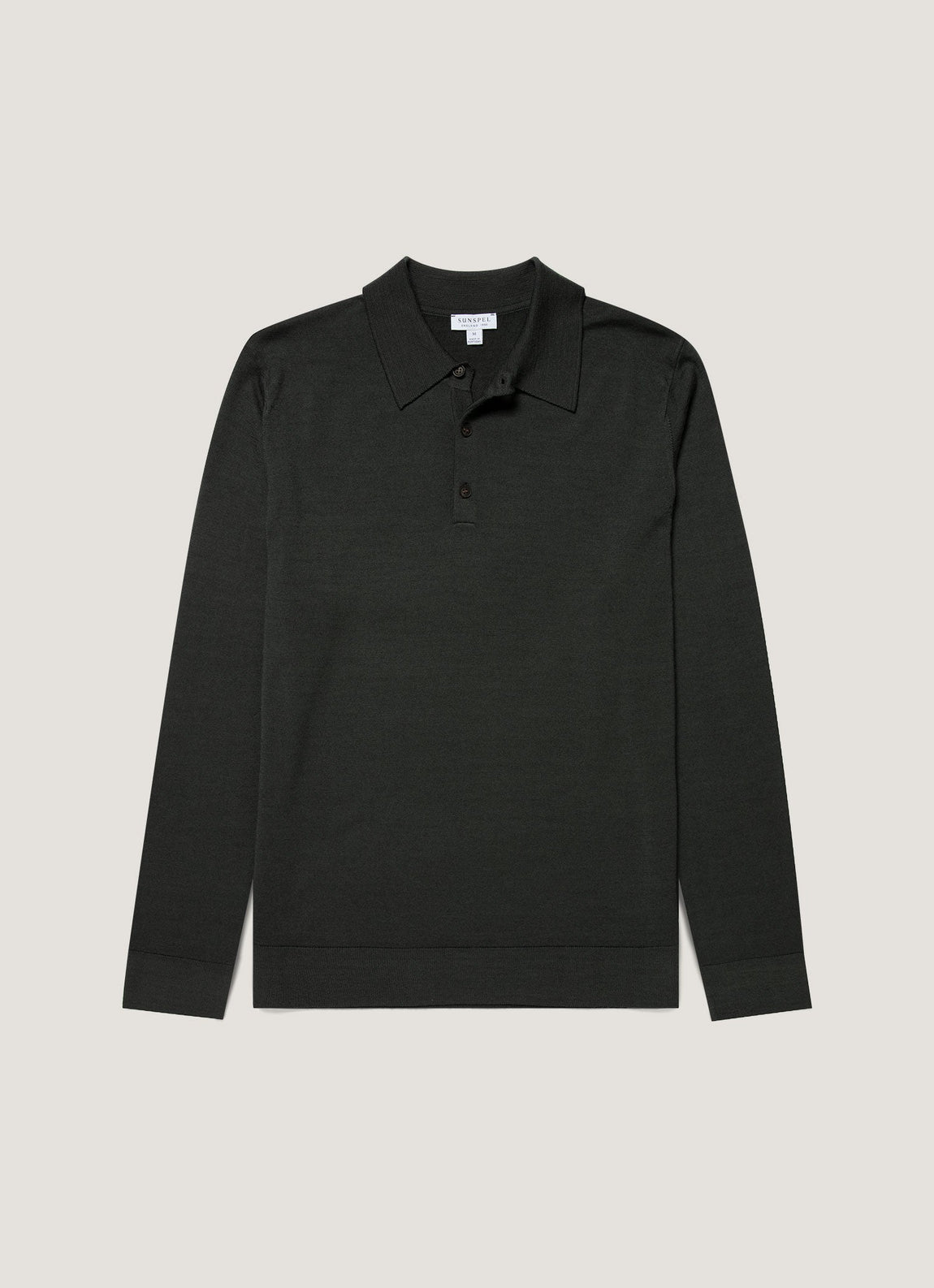 Men's Extra‑Fine Merino Knitted Polo Shirt in Slate Green