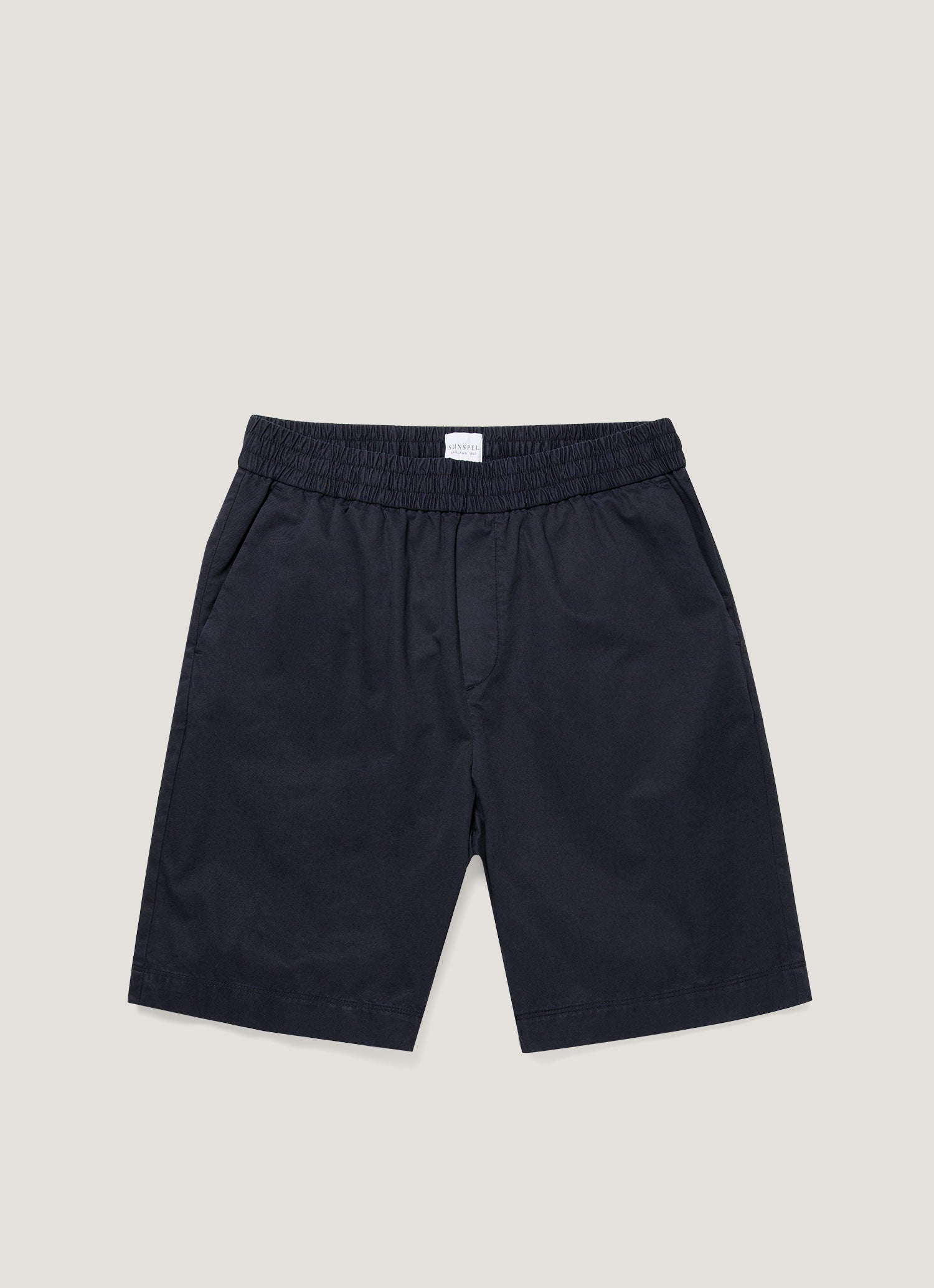 Men's Cotton Linen Drawstring Shorts in Navy | Sunspel