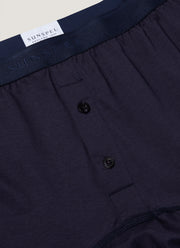 Men's Superfine Cotton Two-Button Boxer Briefs in Navy