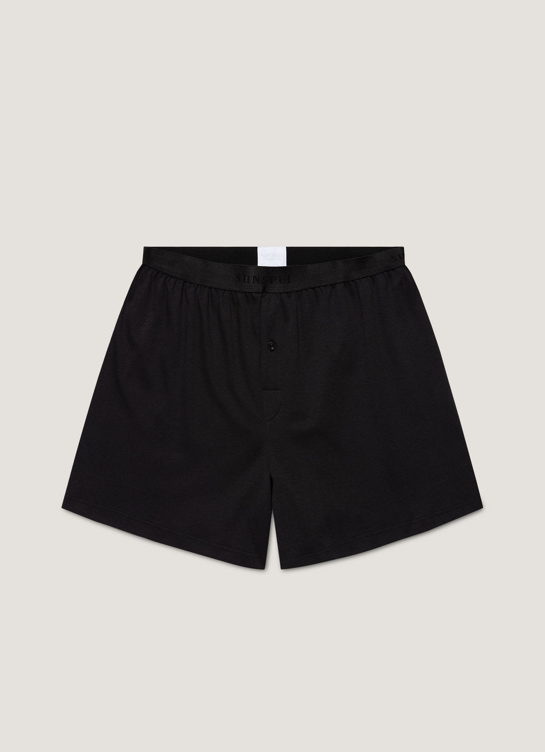 Men's Sea Island Cotton One-Button Boxer Short in Black