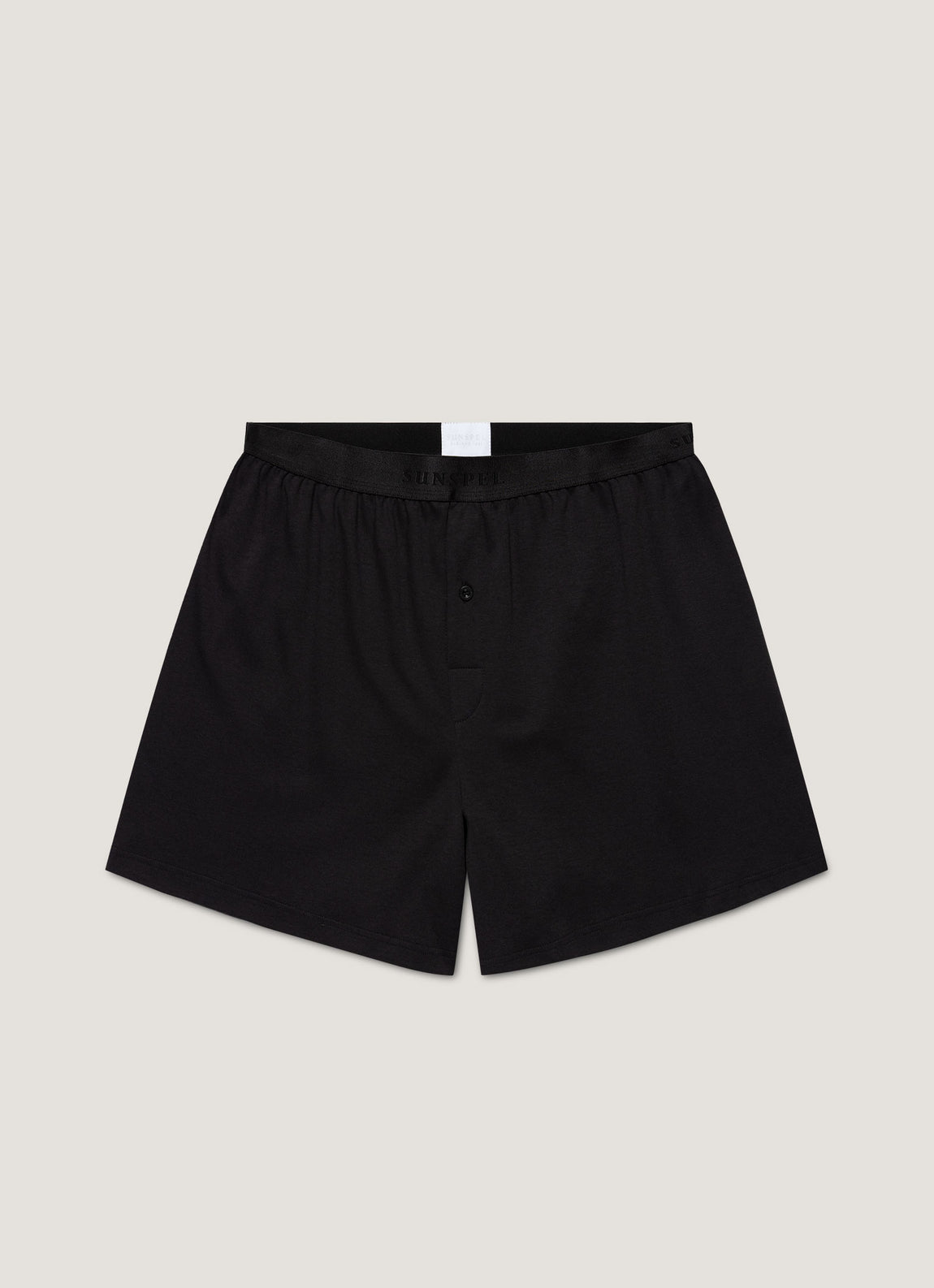 Men's Sea Island Cotton One-Button Boxer Short in Black