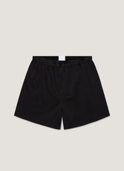 Men's Sea Island Cotton One-Button Boxer Short in Black