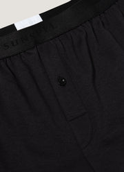 Men's Sea Island Cotton One-Button Boxer Short in Black