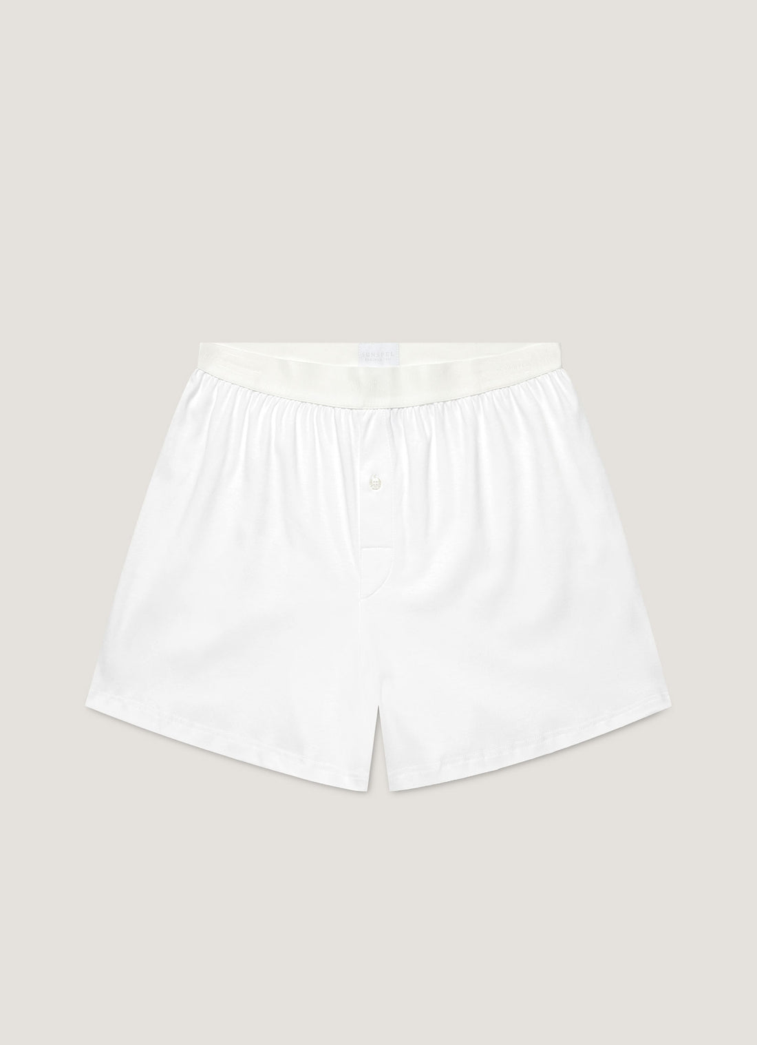 Men's Sea Island Cotton One-Button Boxer Short in White