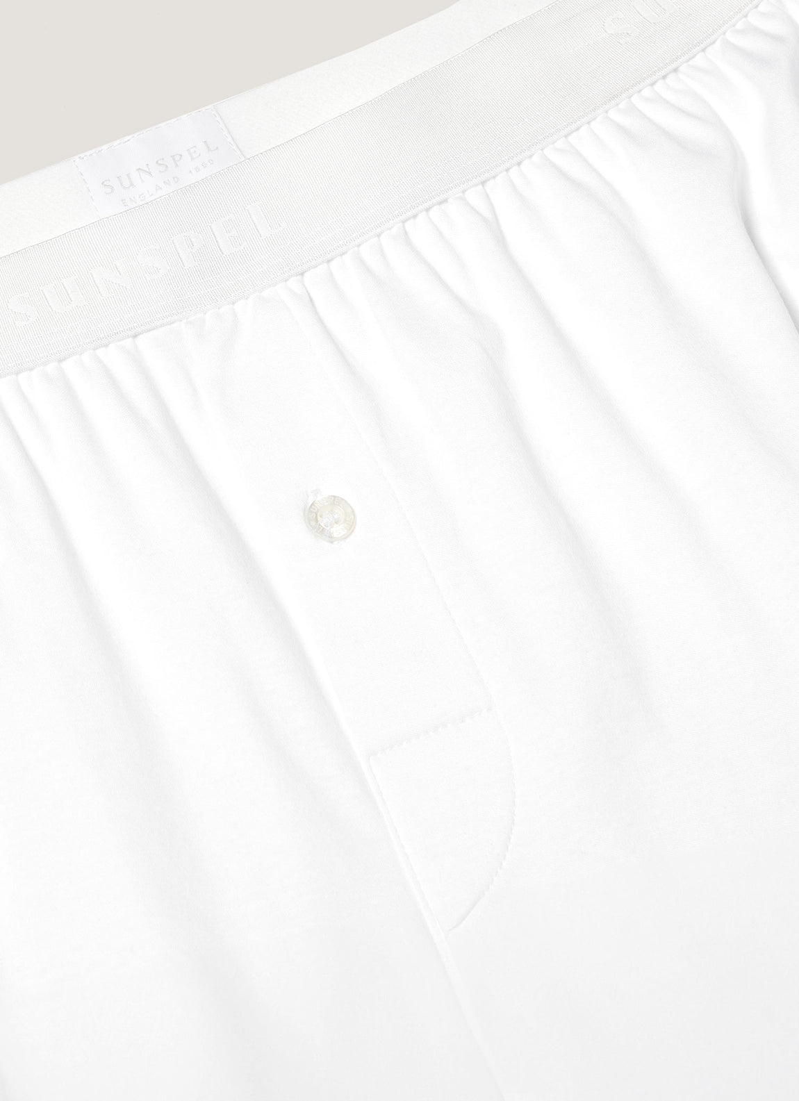 Men's Sea Island Cotton One-Button Boxer Short in White