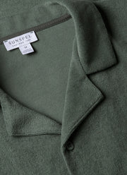 Men's Towelling Camp Collar Shirt in Dusk Green