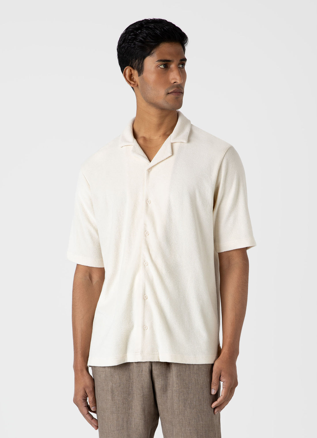 Men's Undyed Towelling Camp Collar Shirt in Undyed