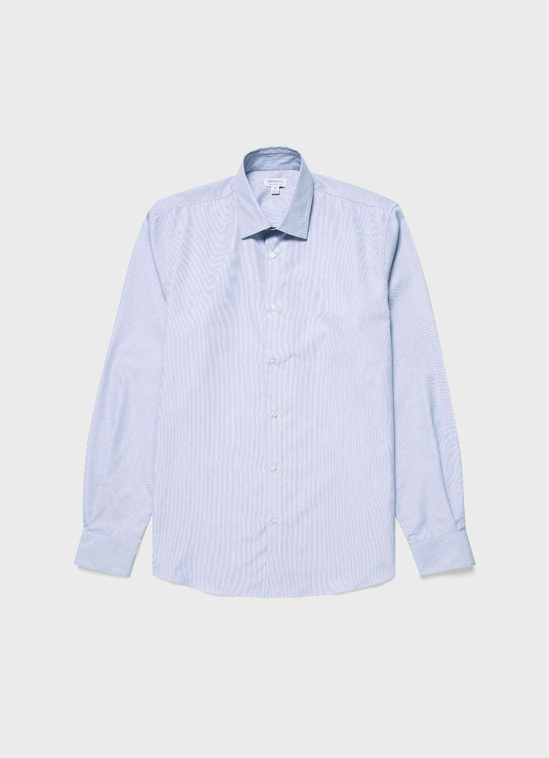 Men's Sea Island Cotton Shirt in Navy/White Fine Stripe