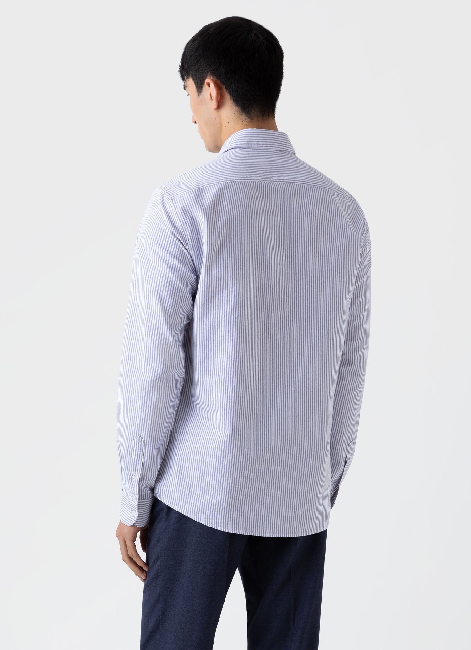 Men's Oxford Stripe Shirt in White/Navy Oxford Stripe