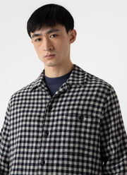Men's Heavy Flannel Overshirt in Navy/Ecru Check