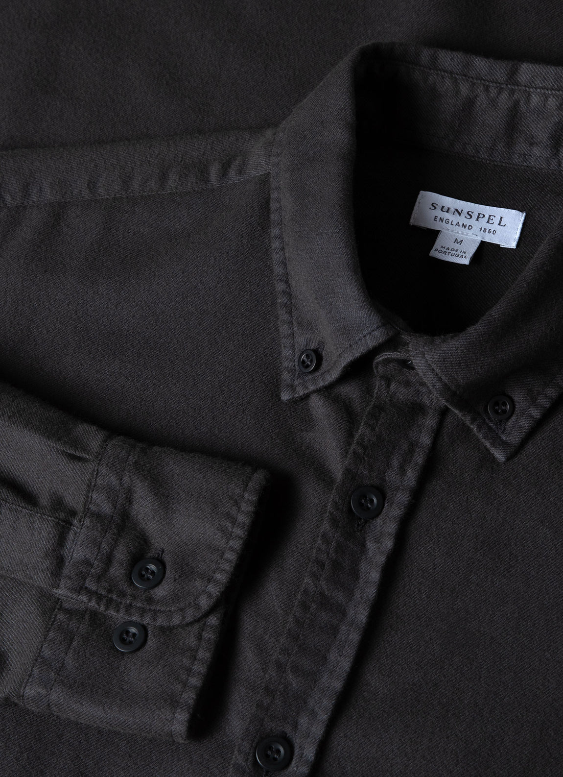 Men's Button Down Flannel Shirt in Anthracite | Sunspel