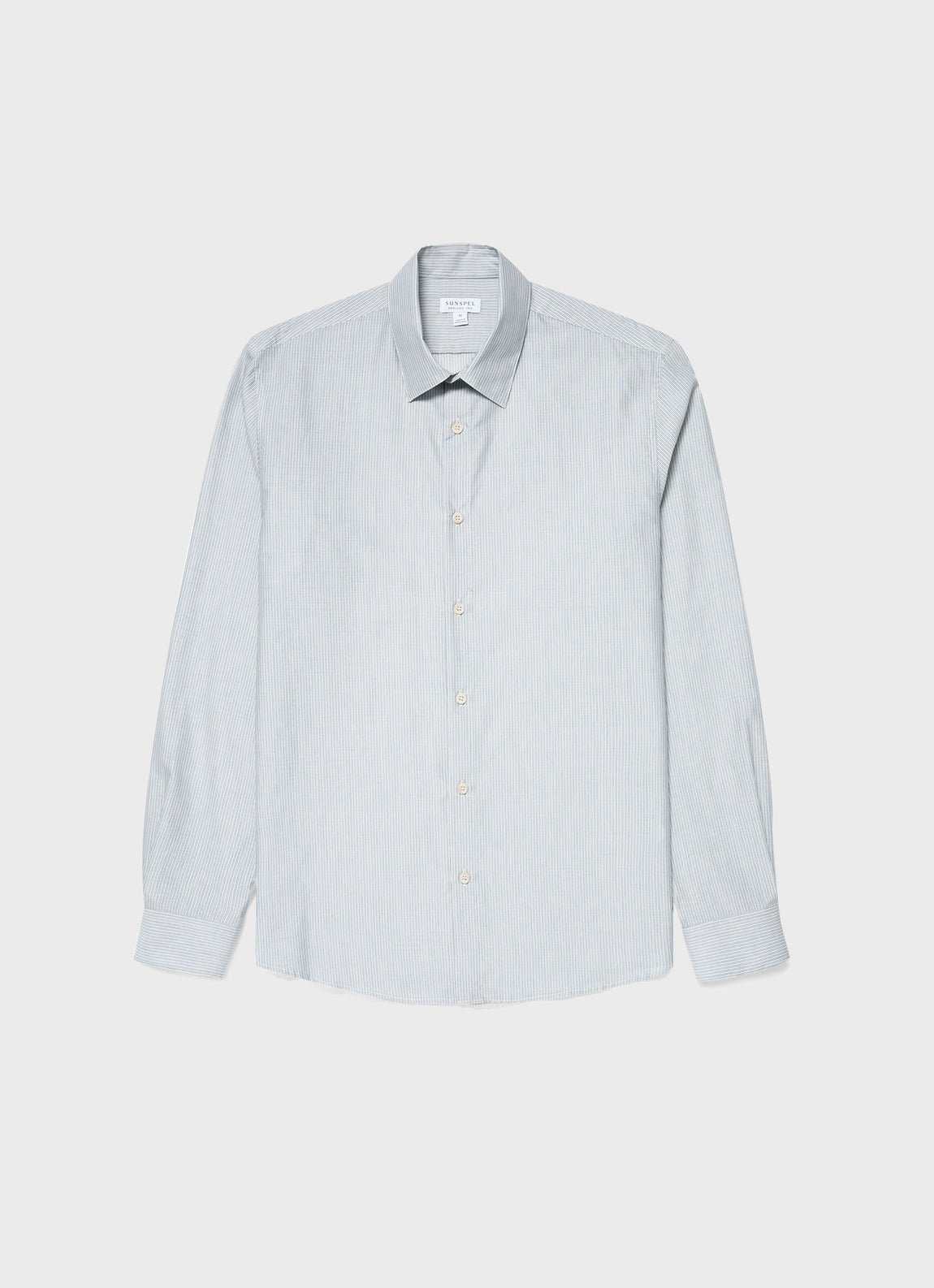 Men's Cotton Cashmere Shirt in Light Blue/White | Sunspel