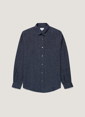 Men's Linen Shirt in Navy Melange