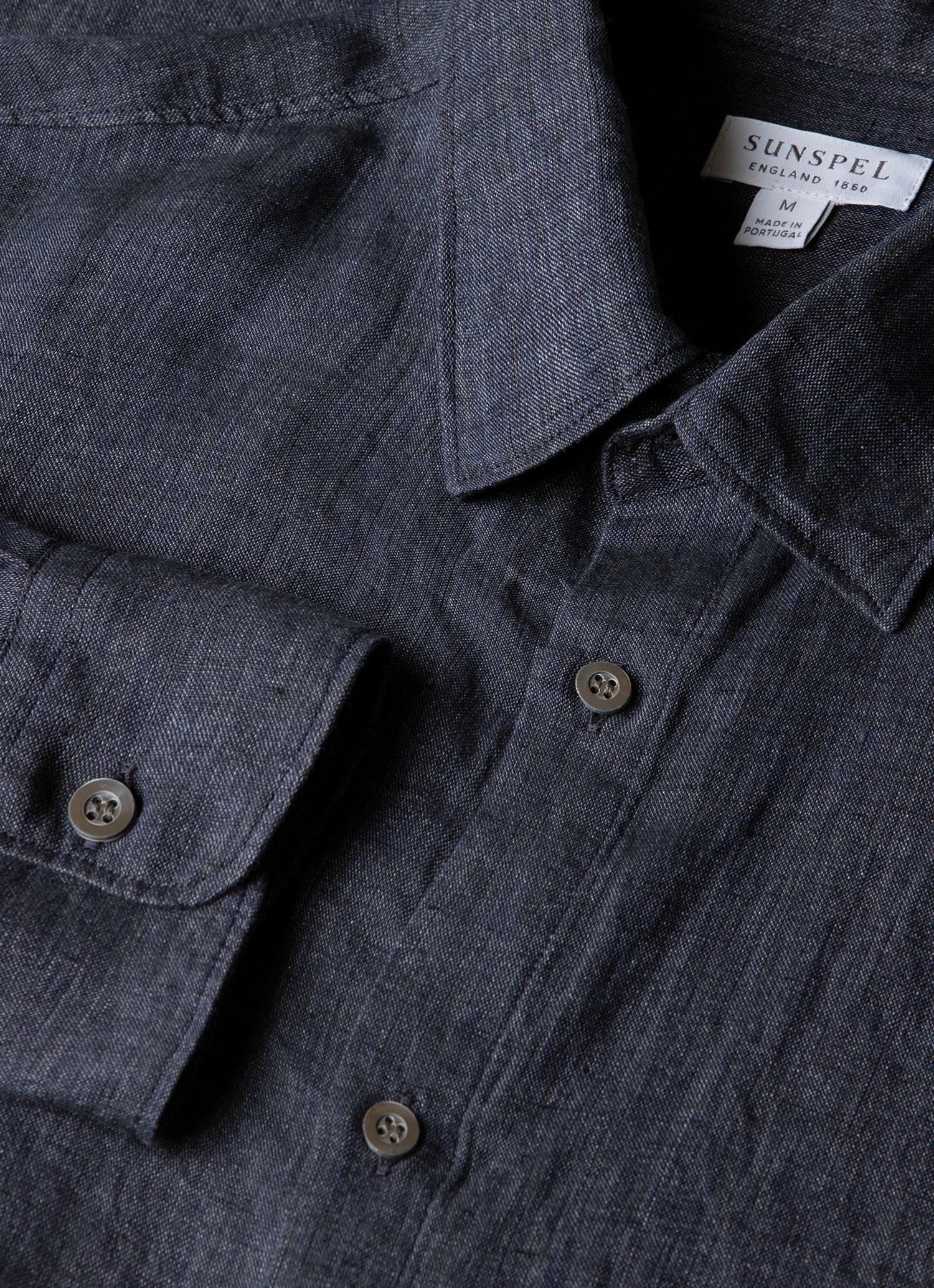 Men's Linen Shirt in Navy Melange
