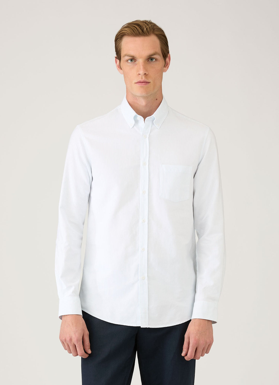 Men's Button Down Oxford Shirt in Light Blue/White