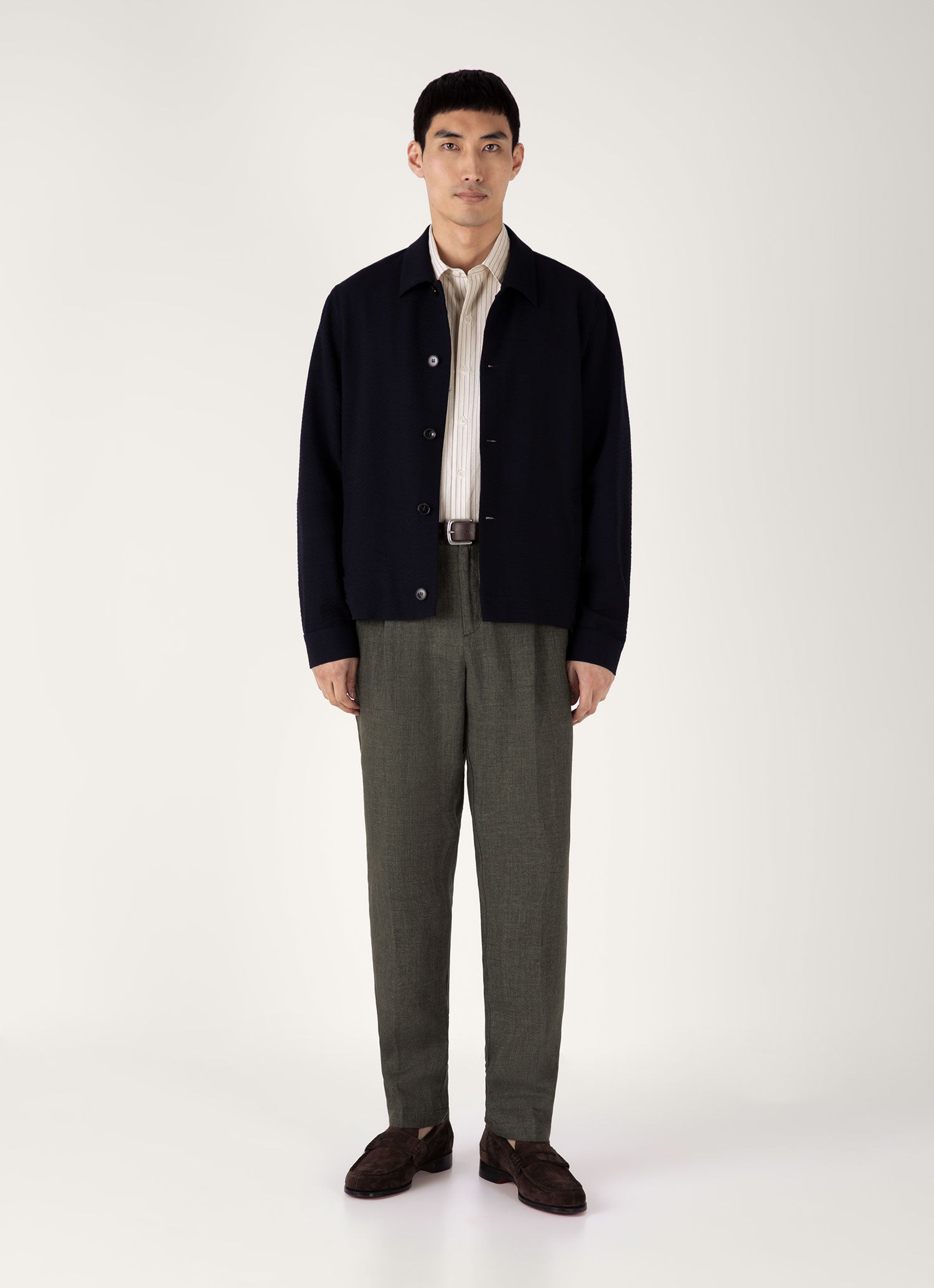 Men's Short Sleeve Vintage Stripe Shirt in Vintage Blue/Ecru