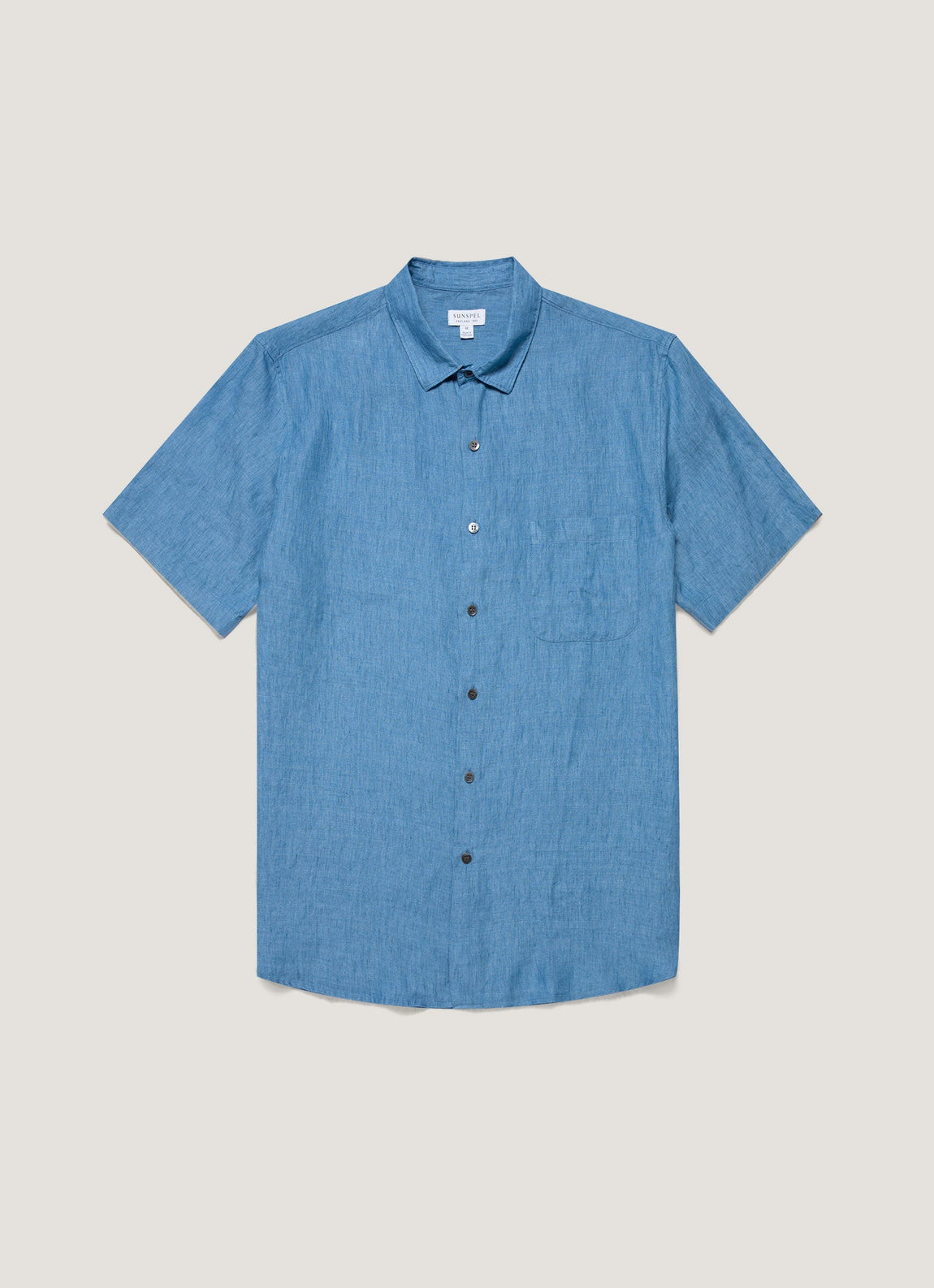 Men's Short Sleeve Linen Shirt in Cool Blue