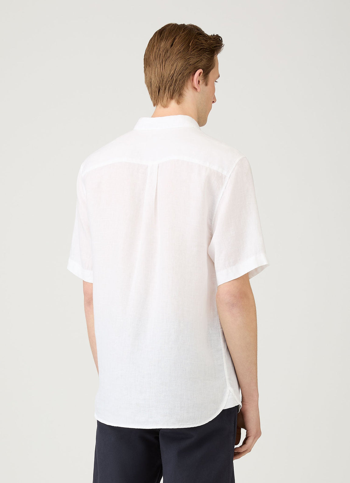 Men's Short Sleeve Linen Shirt in White