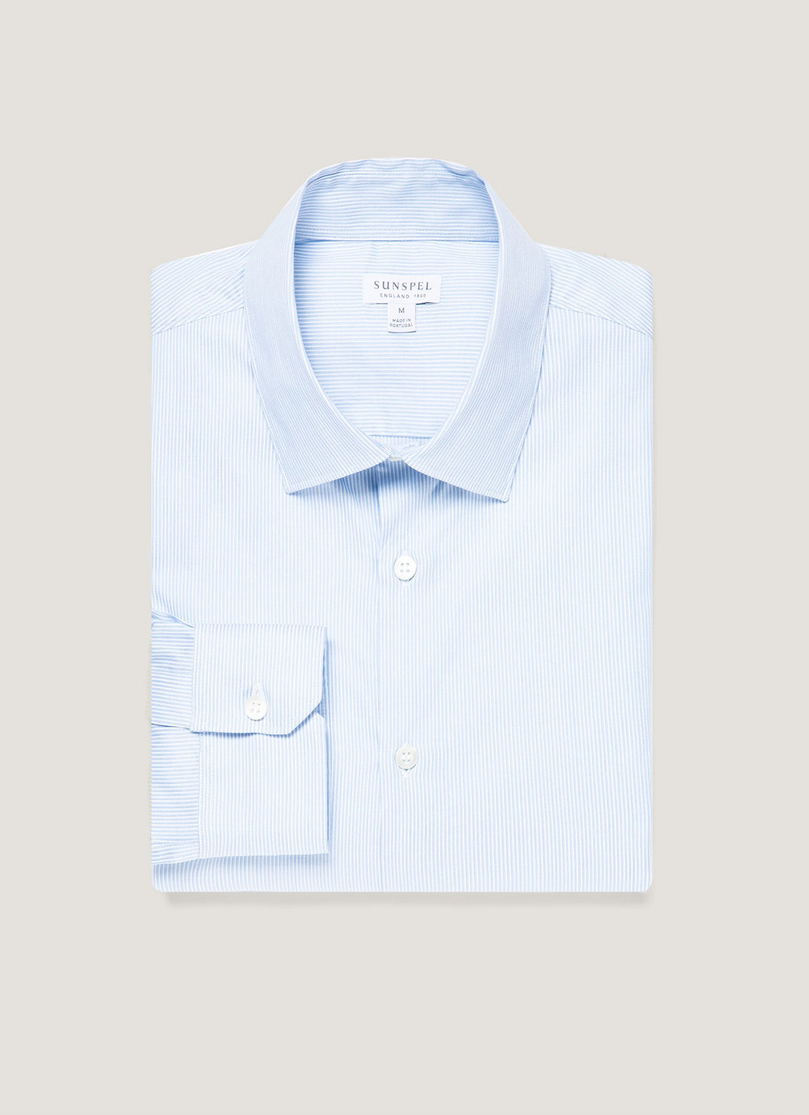 Men's Cotton Stretch Shirt in Light Blue/White
