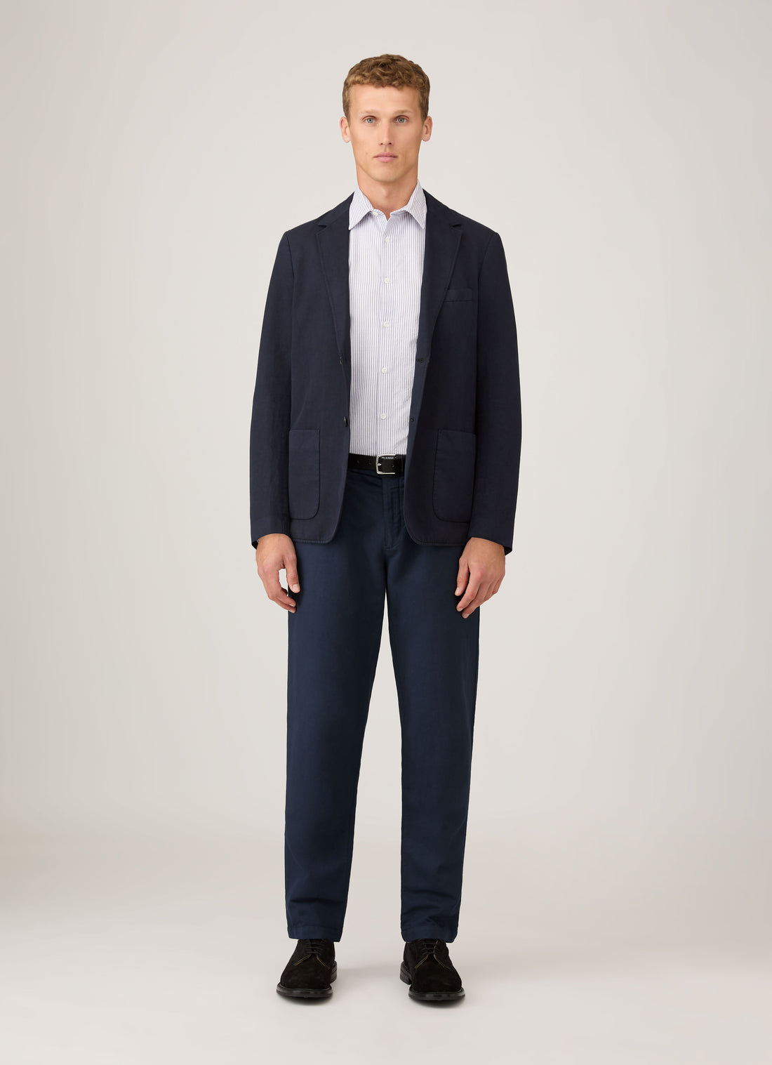 Men's Oxford Shirt in White/Navy