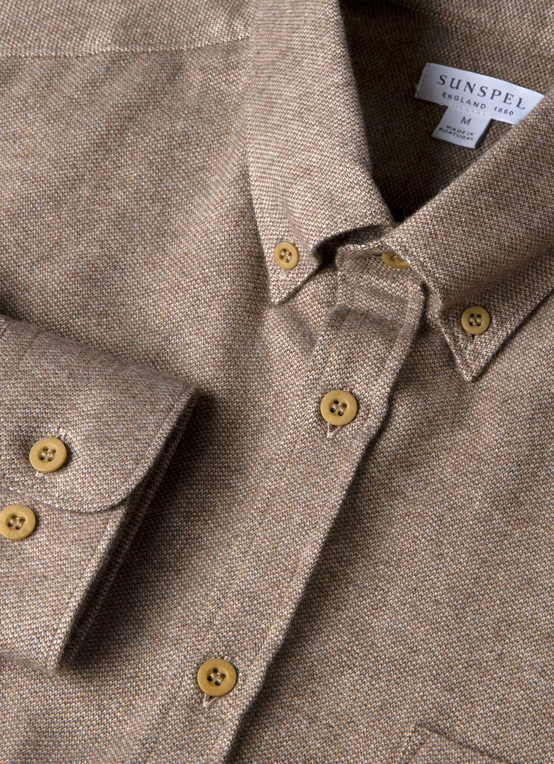 Men's Brushed Cotton Shirt in Light Brown Melange