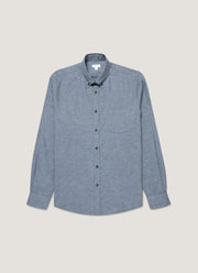 Men's Brushed Cotton Shirt in Light Blue Melange