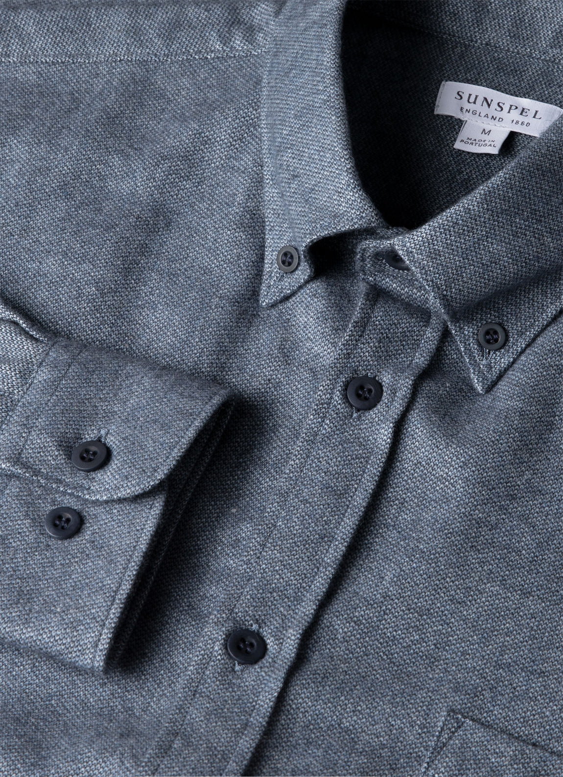 Men's Brushed Cotton Shirt in Light Blue Melange