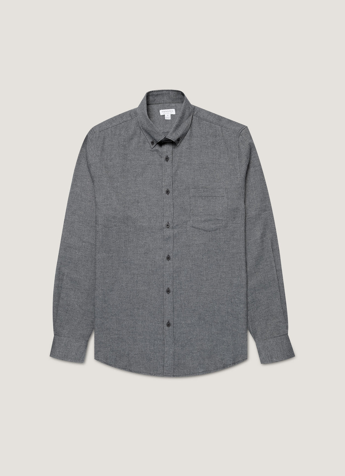 Men's Brushed Cotton Shirt in Charcoal Melange