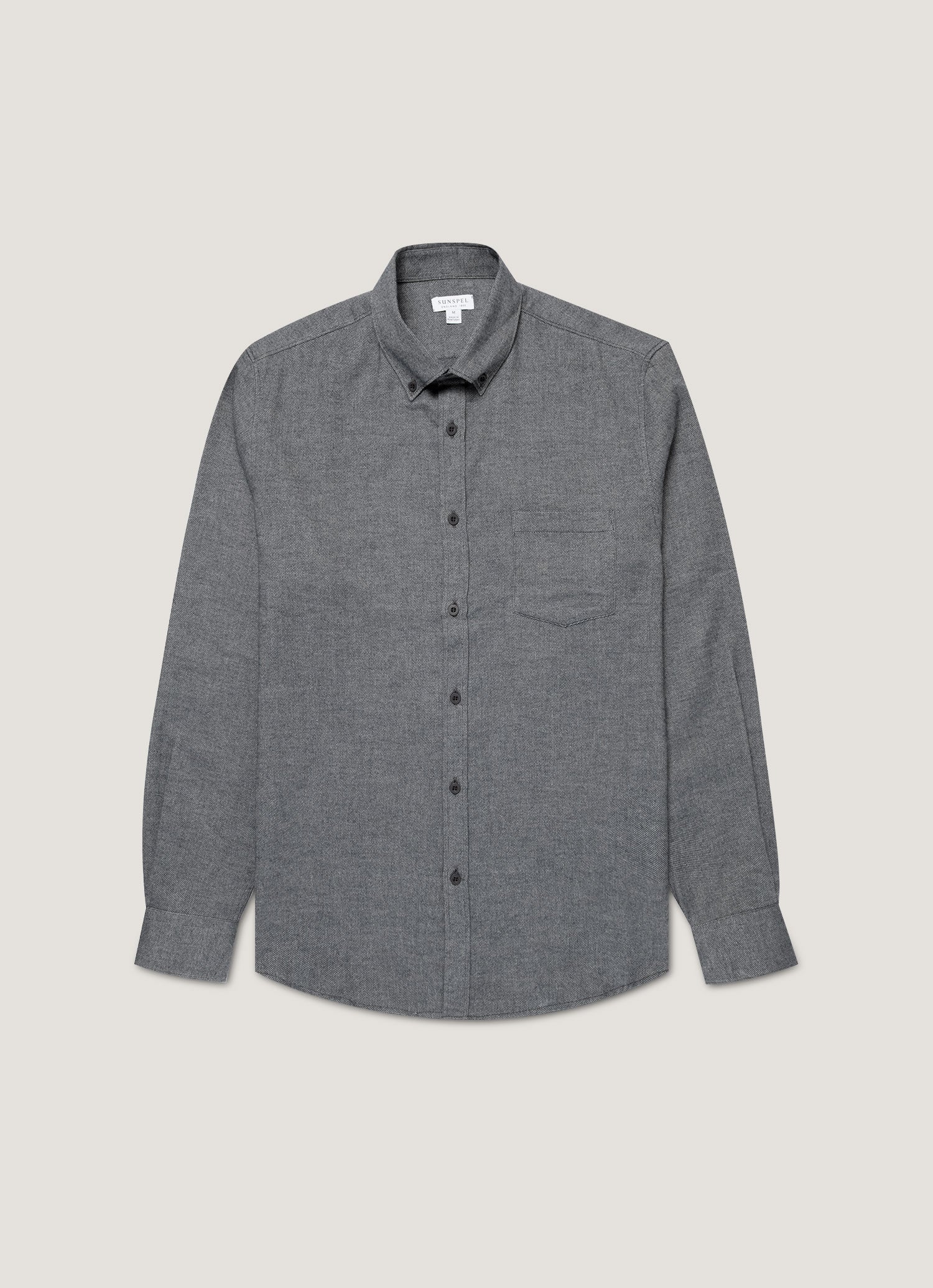 Men's Brushed Cotton Shirt in Charcoal Melange