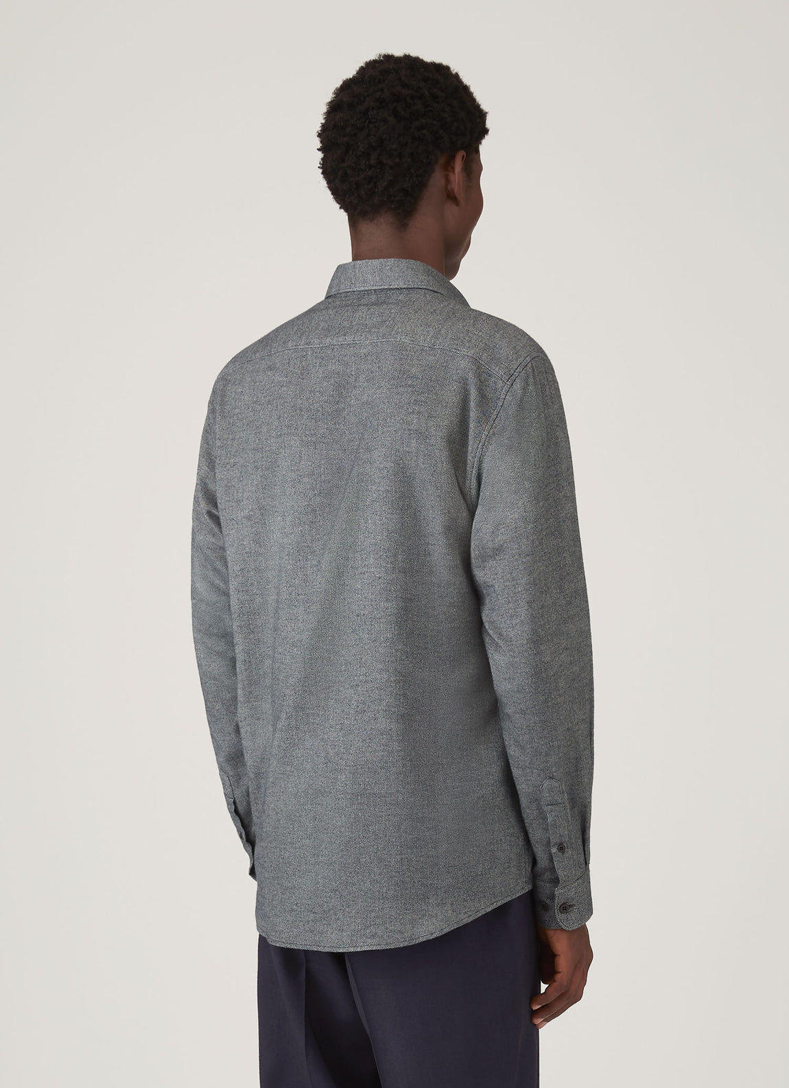 Men's Brushed Cotton Shirt in Charcoal Melange