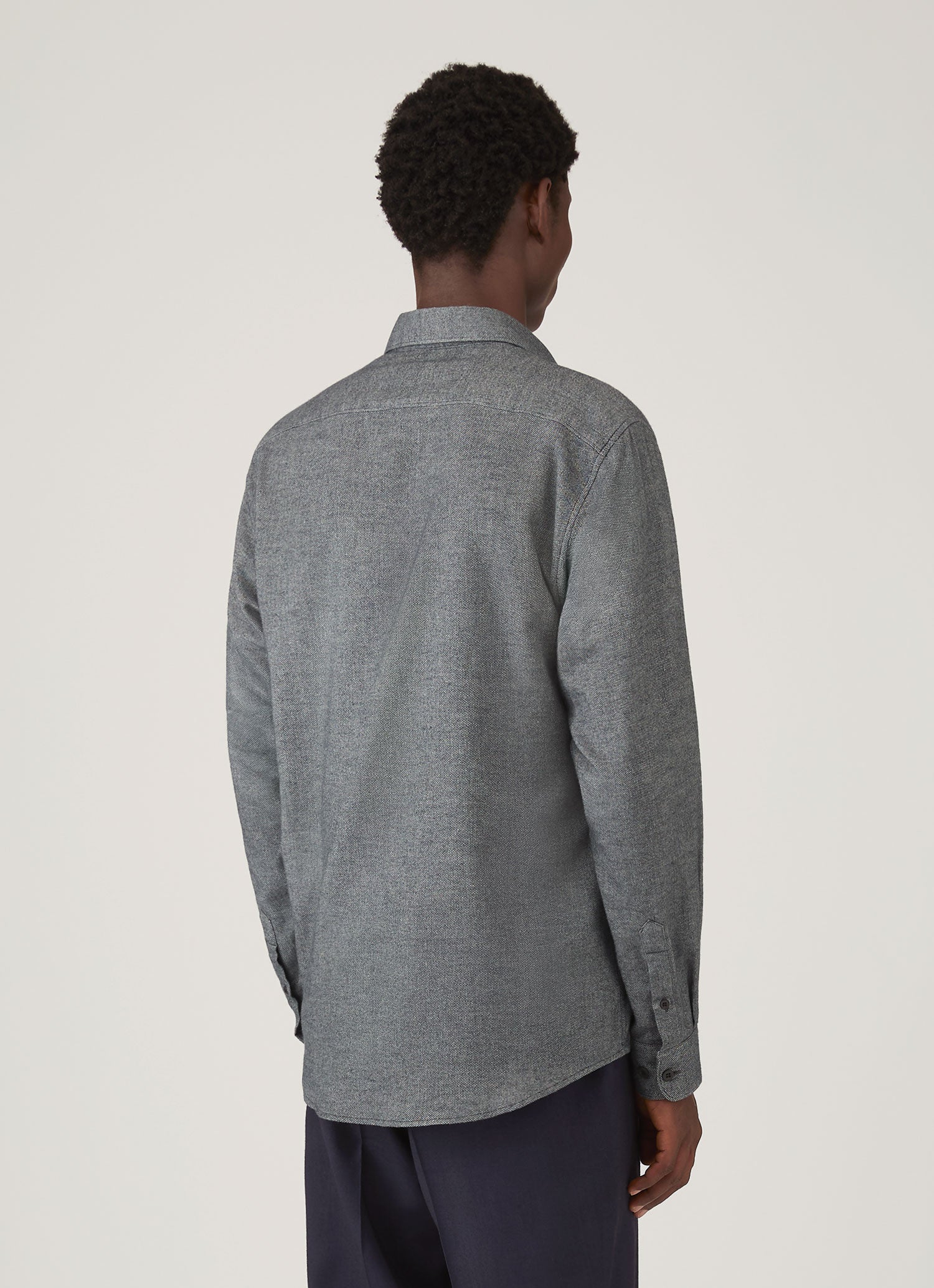 Men's Brushed Cotton Shirt in Charcoal Melange