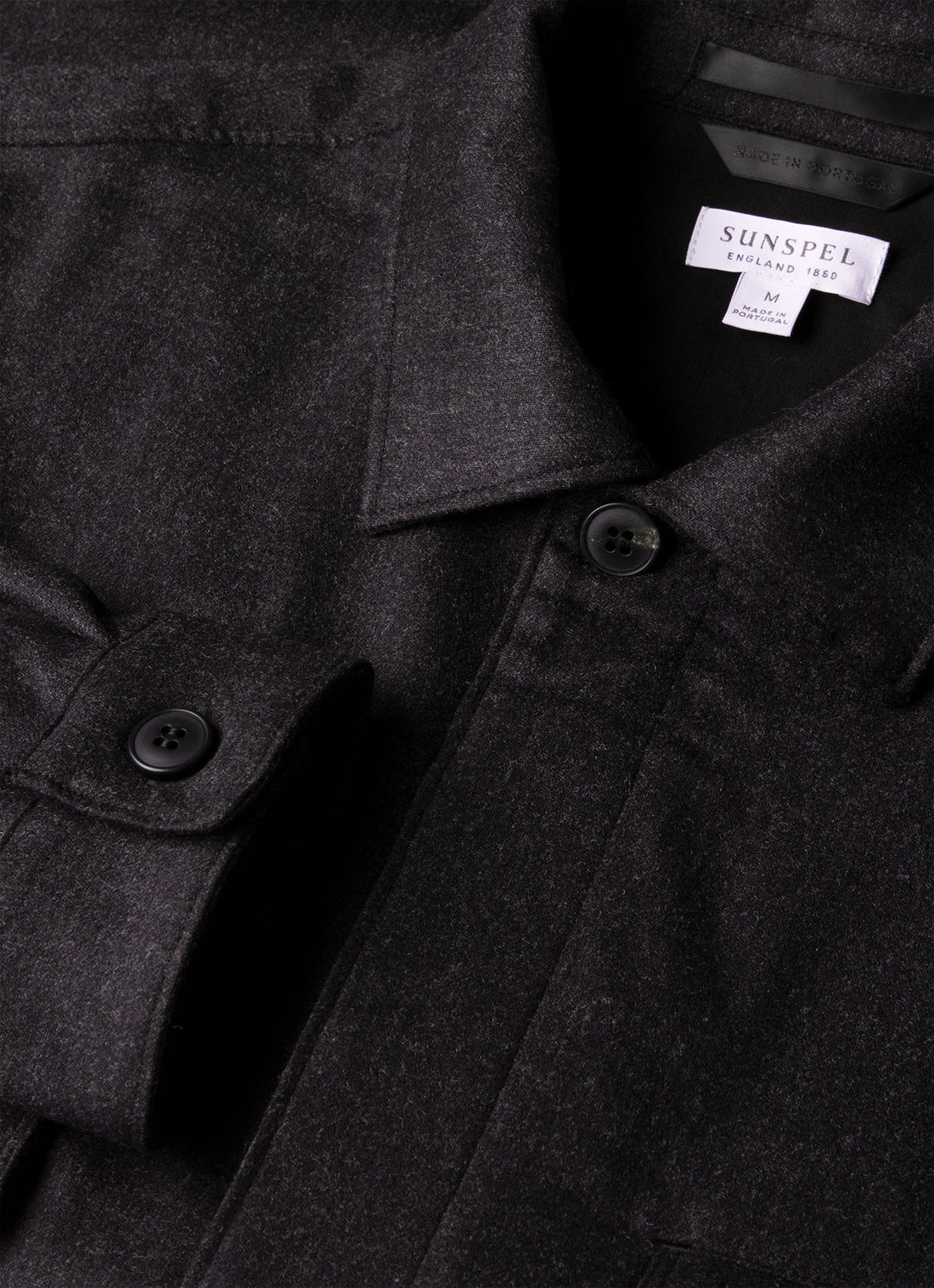 Men's Wool Cashmere Flannel Overshirt in Charcoal Melange